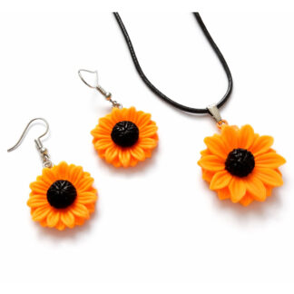 set colier si cercei cu floarea soarelui din rasina