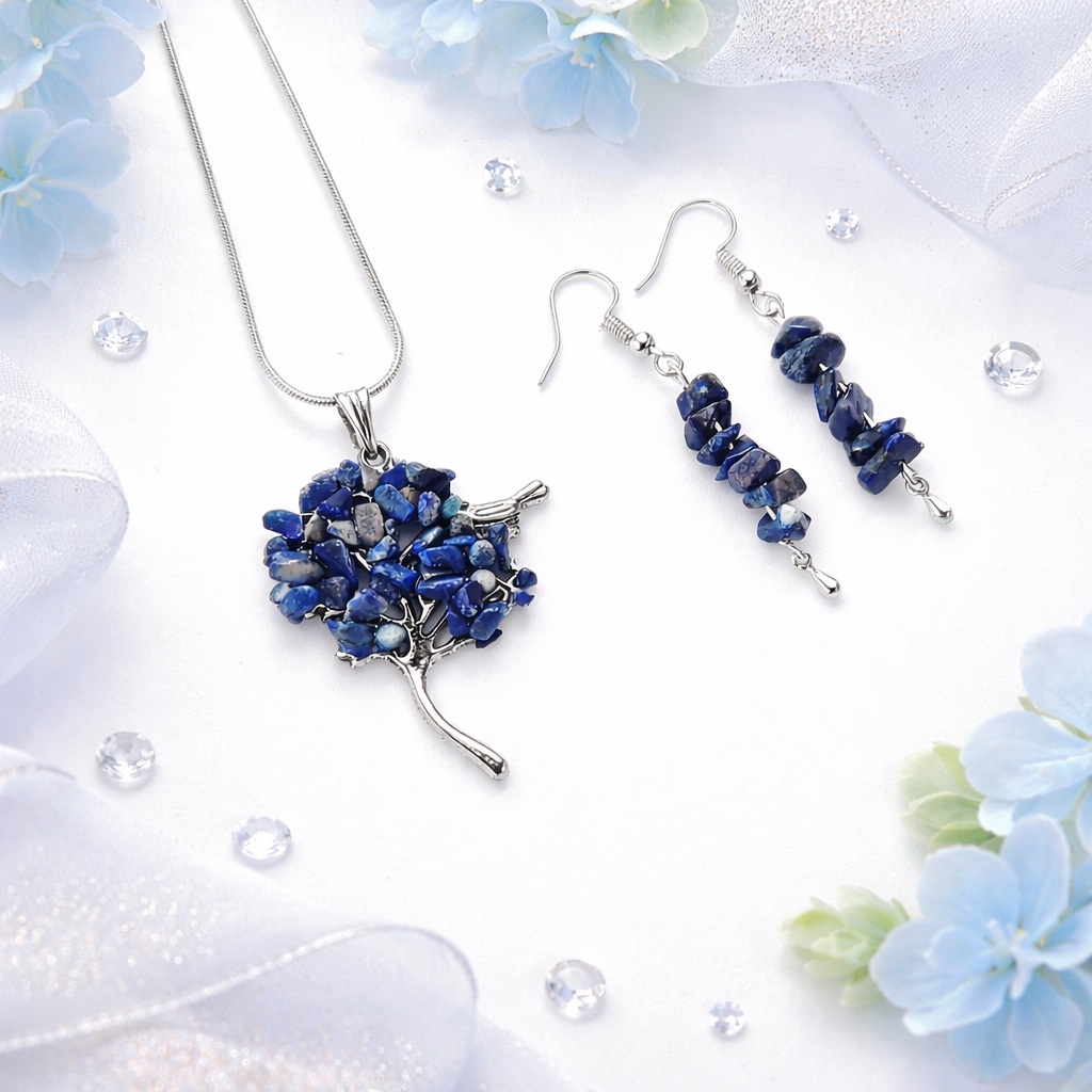 Set bijuterii Pomul Vietii cu Lapis Lazuli
