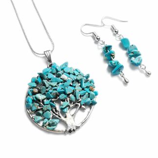 Set bijuterii Pomul Vietii cu Turcoaz 4 cm
