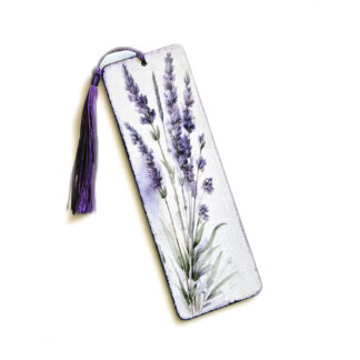 Semn de carte din lemn cu model lavanda