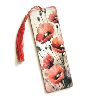 Semn de carte lemn cu model maci