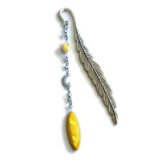 Semn de carte metalic cu accesori din inox si sidef