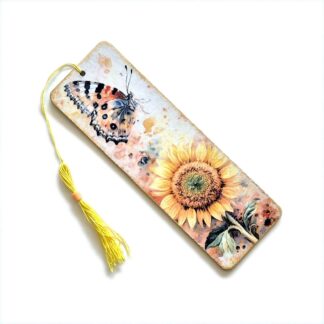semn de carte lemn cu floarea soarelui