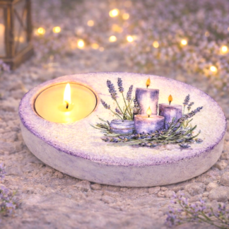 Suport lumanare handmade din ipsos cu lavanda 121038